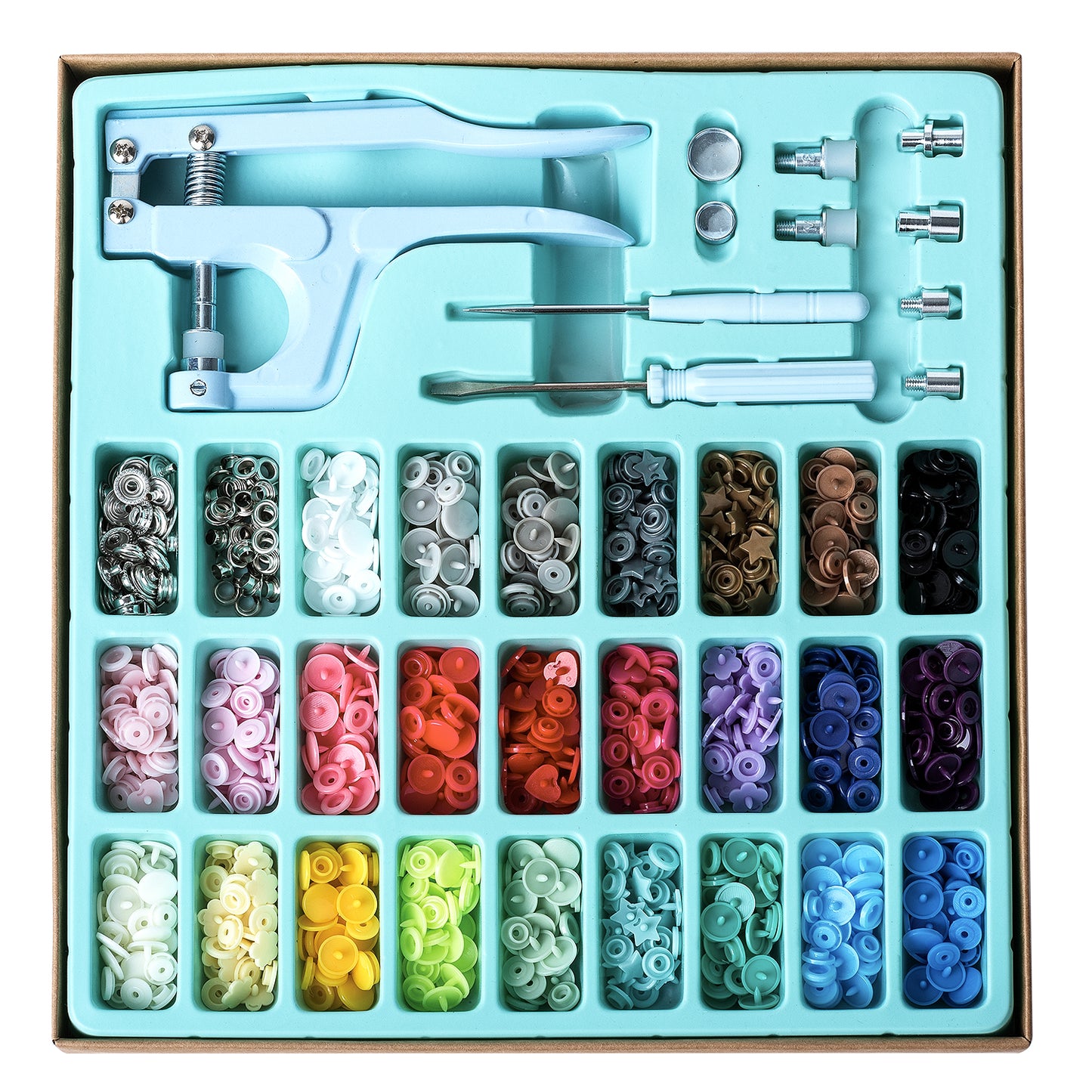 25 Colors Snap fastener kit T3/T5 /T8 Colorful Metal Plastic Snap Buttons with Tools