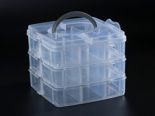 2 tiers 6 compartments stackable plastic storage box